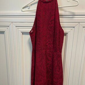 Pomegranate Lace Sleeveless Dress